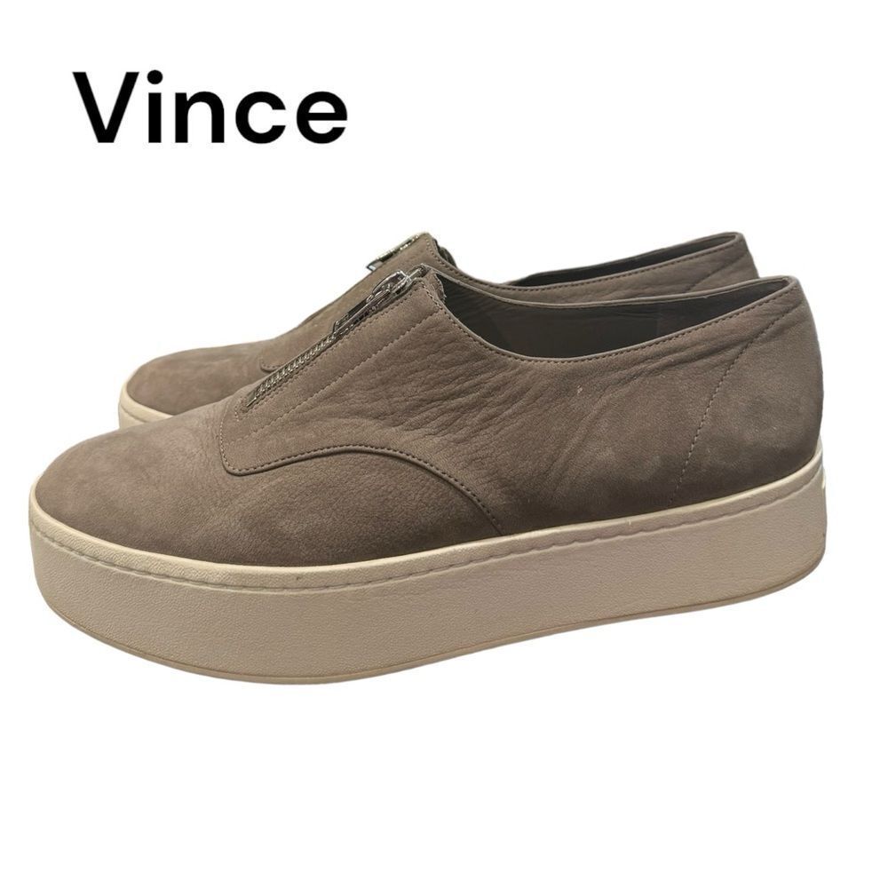 VINCE Women's Warner Grey Suede Leather Platform Sneakers 7.5